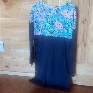 Lilly Pulitzer Floral and Navy Dress